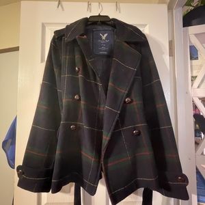 Vintage American Eagle plaid peacoat